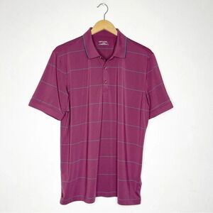 Untuckit Cronos Wide Stripe Purple Mens Performance Polo
Shirt Size Large